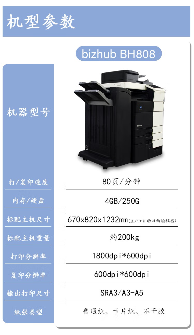 柯尼卡美能達B808 A3 黑白數碼復合機 再生機